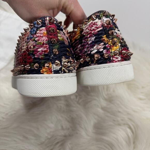 EUC • Christian‎ Louboutin PIK BOAT Quilted Floral Tissu Spike Sneaker Size: 37 - Picture 10 of 11